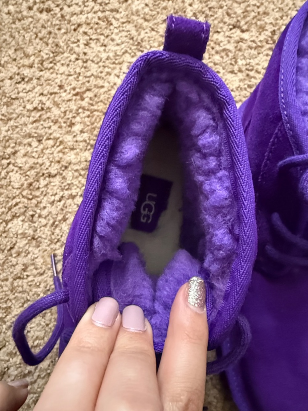 UGG Kids Purple Shearling Lace-Up Boot - Picture 6 of 10